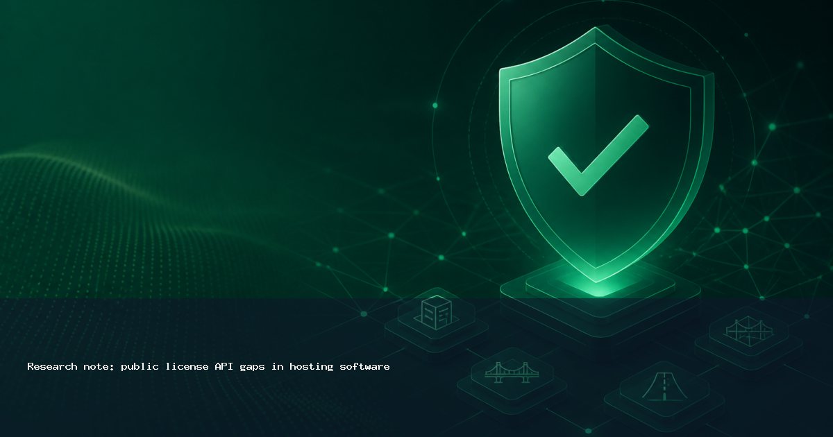 Research note: public license API gaps in hosting software